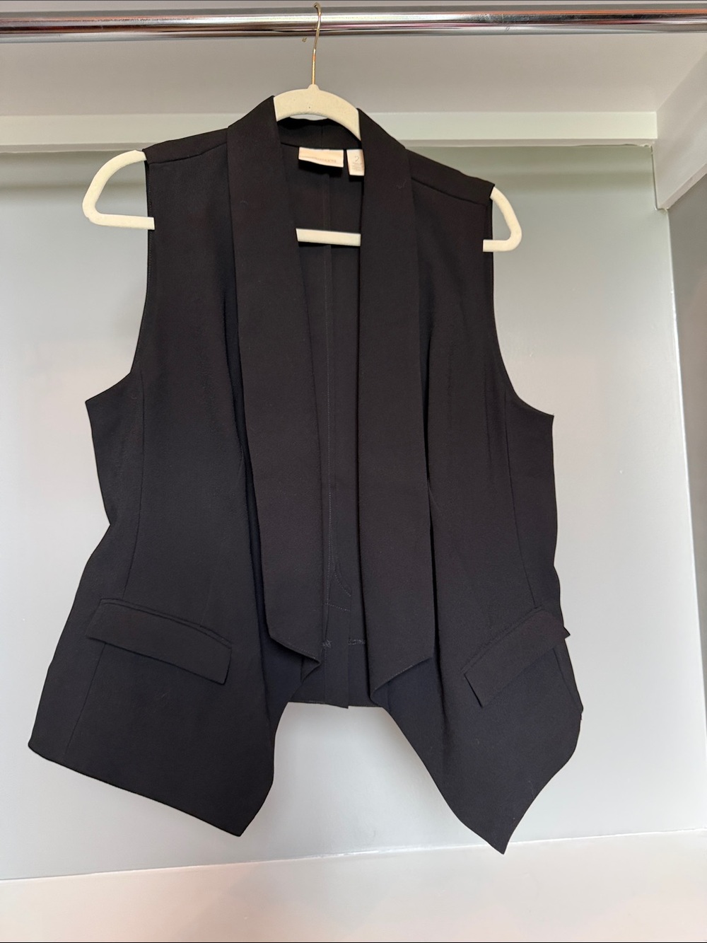 Chico's Black Draped Open-Front Vest